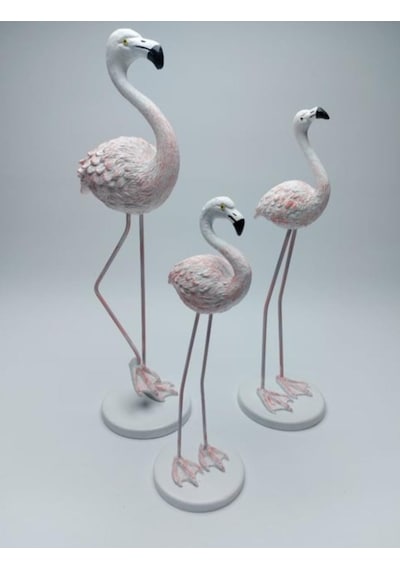 Metal Ayaklı 3 Lü Flamingo Beyaz