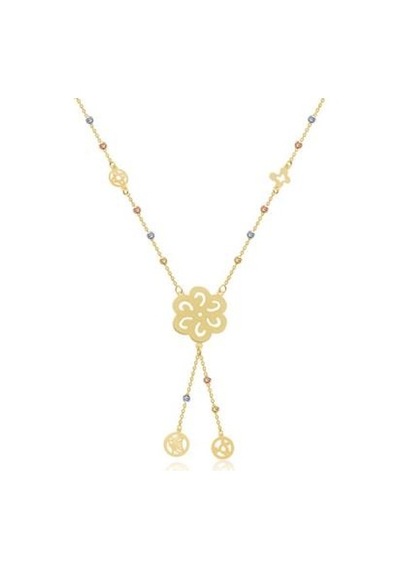 Diamond Line-Gülaylar - 3 Renkli Altın 14 Ayar Toplu Kolye N11.24652