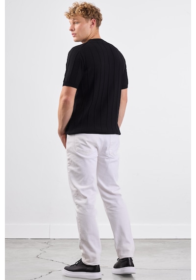 Dufy Siyah Fitilli Erkek Triko - Slim Fit SIYAH