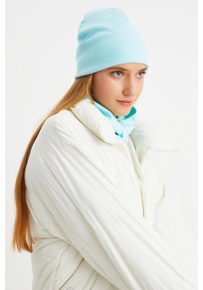 Butikgiz Kadın Balıkçı Style Pamuklu Kaşkorse Terletmez Ultra Hafif Yumuşak Bere Boyunluk Takım Aqua