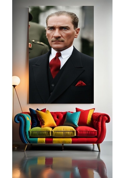 Atatürk Portresi V2 Ev Duvar Salon Güzellik Salonu Ofis Dükkan Dekarasyon Kanvas Tablo 02714