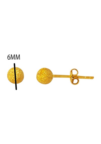 Bilezikci Kumlu 22 Ayar Altın Top Küpe 6 Mm. Yksms22k30009