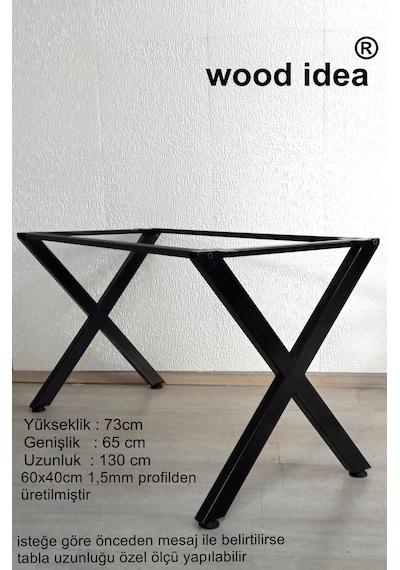 Wood İdea X Yemek Masası Metal Ayak Salon Cafe Ofis Mutfak