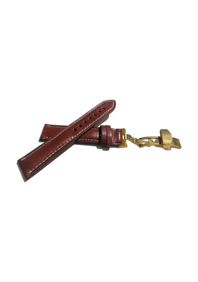 Fado Her Saate Uygun Kelebek Toka 20 Mm Hakiki Deri 483 Altın Toka Koyu Kahverengi