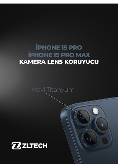İphone 15pro/15promax Uyumlu Kamera Lens Koruyucu Mavi Titanyum