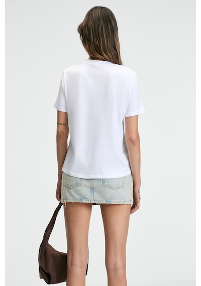ETHIQUET KARIVA Kadın Bisiklet Yaka Kısa Kollu Ön Baskı Detaylı Regular Fit Beyaz / Desenli T-Shirt