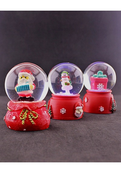 3 Adet Yeni Yıl Noel Hediyesi Temalı Mini Boy Işıklı Kar Küresi
