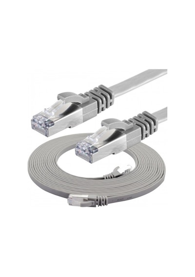 Irenis CAT7 Kablo Yassı FTP Ethernet Network LAN Ağ Kablosu, 3 M-Gri