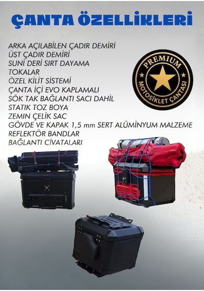 Alüminyum Motosiklet Arka Çantası 45 Lt Top Case Kbg-01 Alüminyum - Siyah