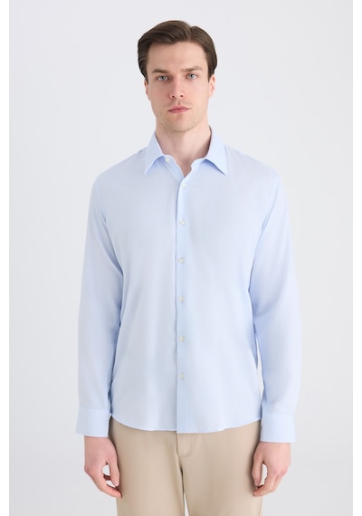 Twn Slim Fit Mavi Armürlü Gömlek 5ef02hd12282m Çok Renkli