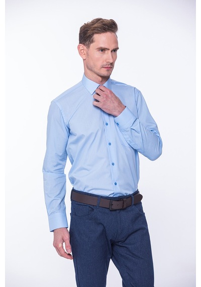 Fitmens Erkek Klasik Uzun Kol Terry Cotton Hediye Kutulu Gömlek - Mavi