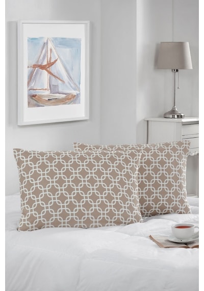 2'li Yastık Kılıfı Pamuklu 50x70 Cm Bejzincir Bej Zincir