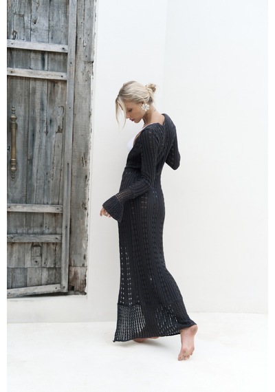 Mai Collection Mai Studios Co. Fiorella Düğmeli Füme Uzun Hırka Çok Renkli