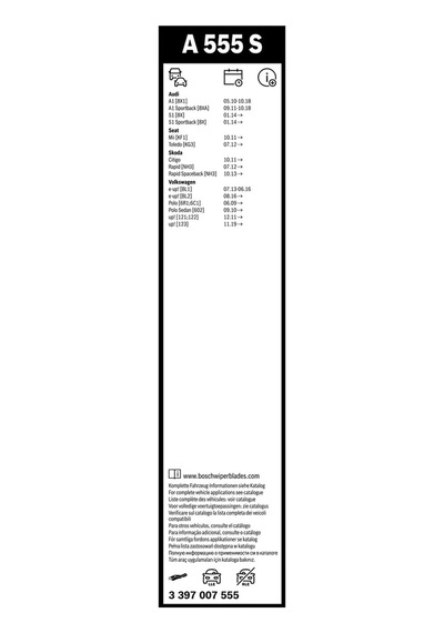 Bosch Aerotwin Silecek Seti Vw Polo 2009-2017 , Skoda Fabia 2015-2021 600/400 Mm A555s 3397007555