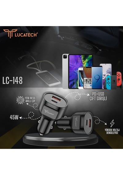 Samsung Galaxy S22/s22 Plus/s22 Ultra İle Uyumlu 45w Hızlı Araç Şarj Cihazı, Usb + Pd Çift Çıkış, Siyah