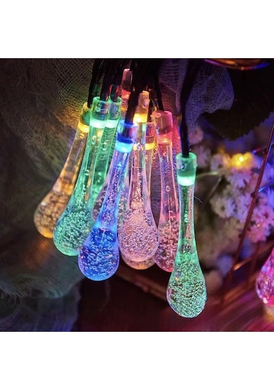 7m 50 Led Damla 8 Fonksiyonlu Solar Panelli-rgb