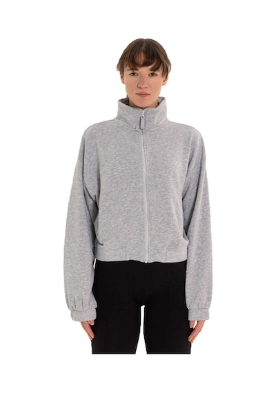 Inguz Dik Yaka Fermuarlı Sweatshirt Gri