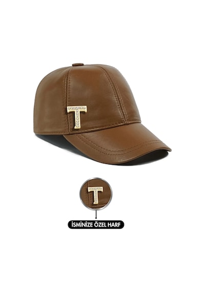 Twingold İsme Özel Kep Şapka - %100 Deri - Ab01012 - Camel Camel