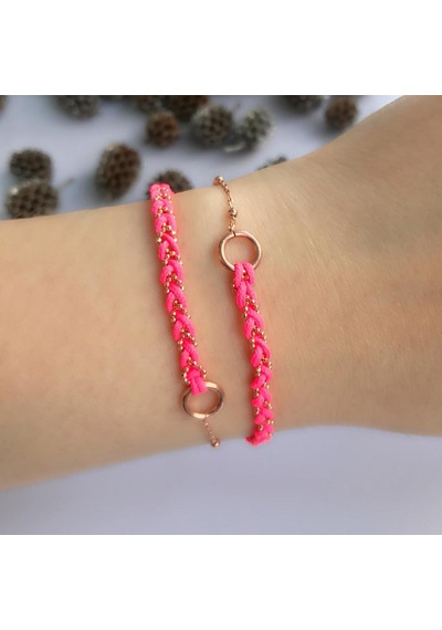 Stela Gümüş Pembe Dolamalı Bileklik