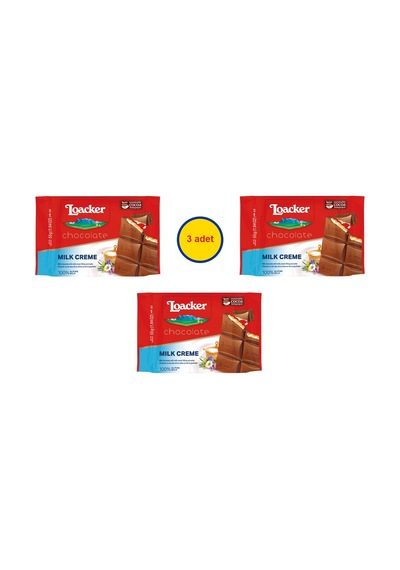 Loacker Chocolate Milk Creme - Sütlü Çikolata Kaplı Sütlü Krema Dolgulu Çıtır Gofret 3 Adet