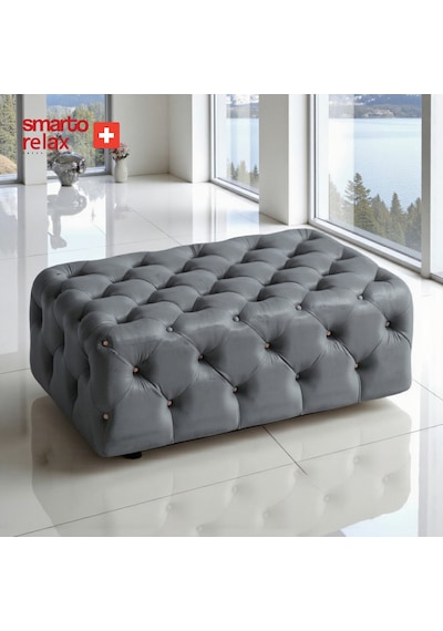 Smarto Relax Puf Swiss Style Guarda Ayaksız Kapitoneli Dekoratif 80x45x45 Cm Ayaksız Kapitoneli Dekoratif Puf Gri