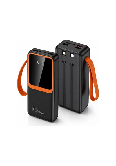 30000 Mah 22.5w Hızlı Şarj Powerbank Dijital Göstergeli Dahili Kablolu Çoklu Çıkışlı Taşınabilir Şarj Cihazı-re-ck011 Diğer