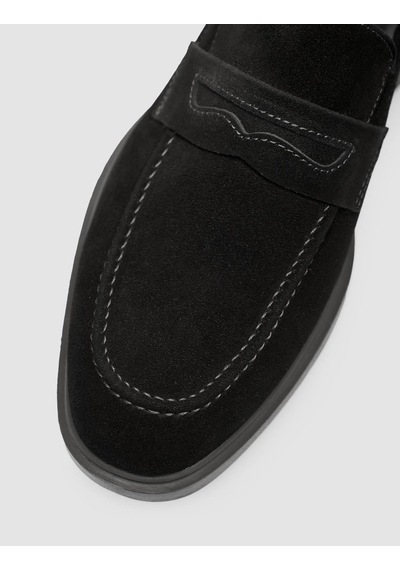 Cabani Süet Hakiki Deri Siyah Erkek Loafer Siyah