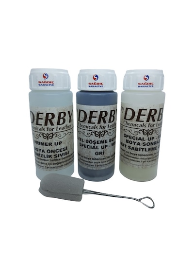 3'lü Derby Gri Deri Oto Direksiyon Döşeme Boyama  Seti