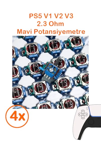4 Adet Ps5 Analog Motoru Tüm Kollar İle Uyumlu Mavi Renk 2.3k Ohm