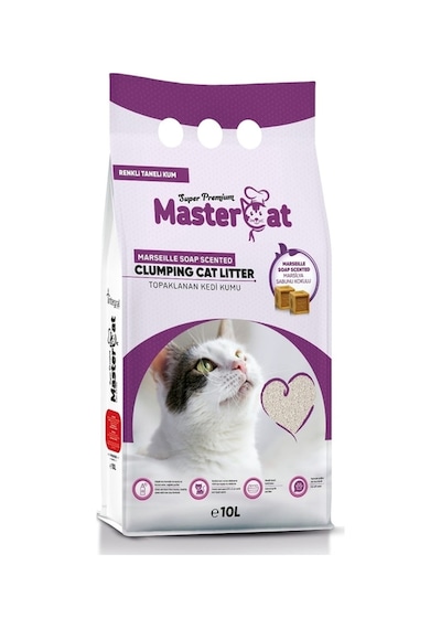 Mastercat Marsilya Sabun Kokulu Renkli Taneli Topaklaşan Bentonit Kedi Kumu 10 L