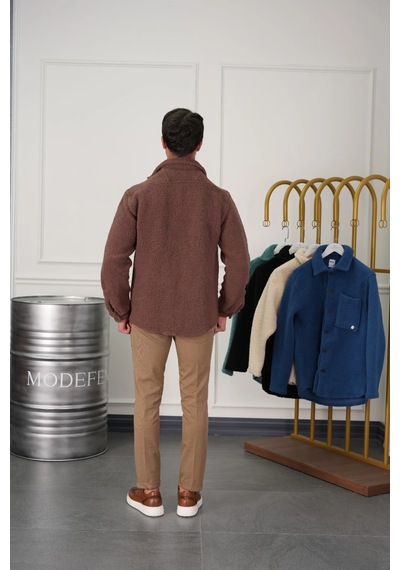 Modefendi Oversize Peluş Mont Kahverengi