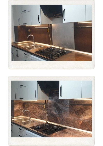 Mutfak Tezgah Arası Kendinden Yapışkanlı Folyo Kaplama Mermer Desen 60cm X 100cm