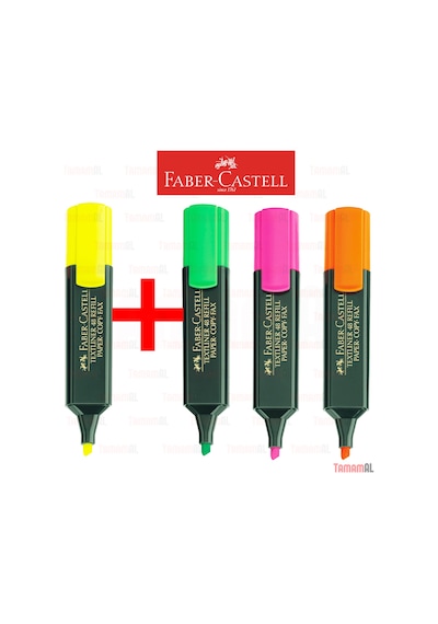 Faber Castell Fosforlu Kalem Sarı Pembe Yeşil Turuncu 3+1 Çok Renkli