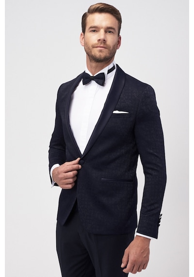 AC&Co / Altınyıldız Classics Erkek Lacı Slim Fit Desenli Smokin Damatlık Lacı Lacivert