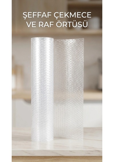 Şeffaf Kaydırmaz Dolap İçi Pvc Çekmece Örtüsü 45x300 Cm Koruyucu Kaplama