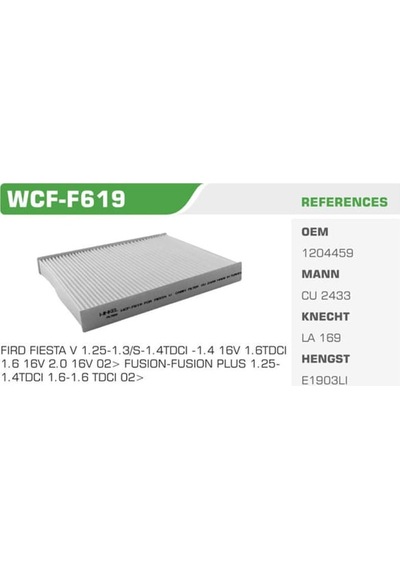 WINKEL WCF-F619 Polen Filtresi Fiesta V 01- Fusion 02-