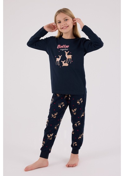 Arnetta Kız Çocuk Lacivert Pijama Takımı Lacivert