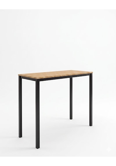 Meşe Siyah Bar Masası 116x45x92cm Mutfak Masası, Kahve Köşesi Ve Çok Amaçlı Kullanım