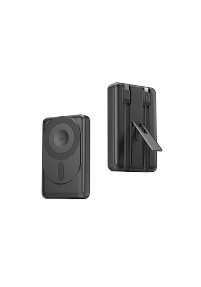 İdragon Dr-05 10000mah Manyetik Kablosuz Hızlı Şarj Powerbank - 15w Magsafe, 22.5w Çıkış, Dahili Kablolu Taşınabilir Şarj Cihazı Gri
