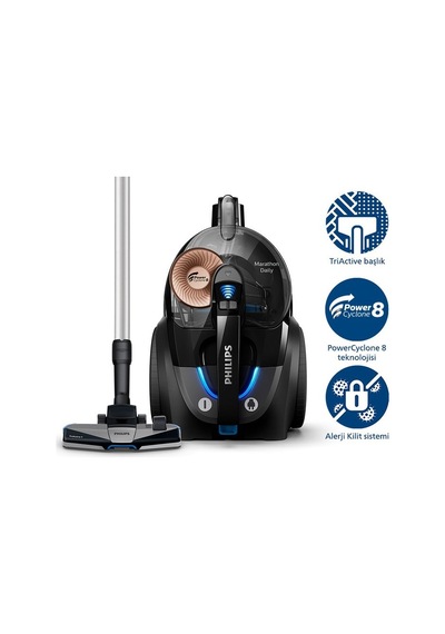Philips 7000 Serisi Marathon Daily Torbasız Elektrikli Süpürge, 750w, Powercyclone 8, Alerji Kilit Sistemi, Carpetclean Diğer Philips 7000 Serisi Marathon Daily Torbasız Elektrikli Süpürge, 750w, Powercyclone 8, Alerji Kilit Sistemi, Carpetclean Diğer