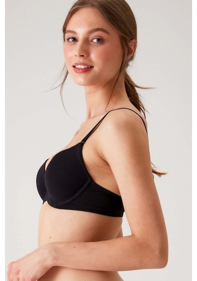 Pierre Cardin Siyah 6401 Rome Soft Push Up / Yarı Destekli Tak-çıkar Askılı Pamuklu Sütyen