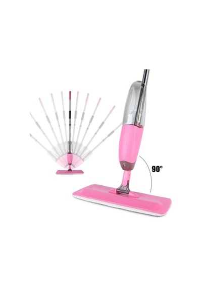 Microfiber Bezli Deterjan Hazneli Sprey Mop Pembe + 10 Yedek Bez