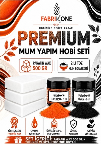 Premium Mum Yapım Hobi Seti - Parafin Wax 500 Gr - 2'li Toz Mum Boyası Seti - Turuncu, Siyah Bkfabpw5002ts Karışık