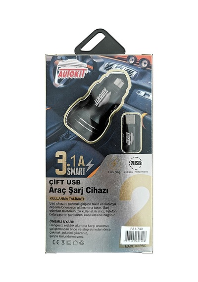 3 Adet Autokit Metal Araç Şarjı 3.1 Amper 2 Usb Giriş Typec