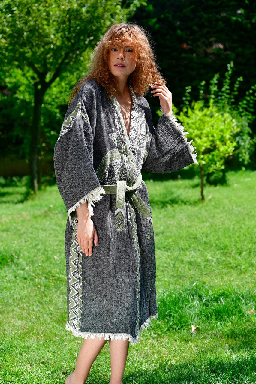 Brandsmithshop Yeşil- Siyah Elephant Kimono Çok Renkli