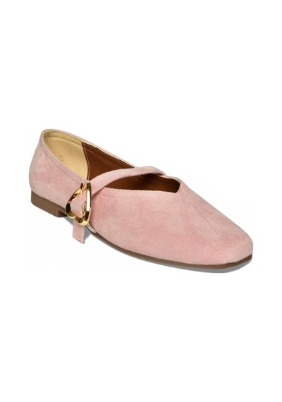 Fox Shoes Y726632602 Pudra Süet Kalp Toka Detaylı Kadın Babet Pudra
