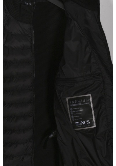 Erkek Siyah Zırh Örme Hırka Fermuarlı Dik Yaka Slim Fit Ince Astarlı Mevsimlik Cardigan Ncs Jeans 4517-Siyah