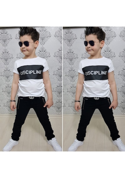 Turuncu Gardrop Fermuar Detay Tişört Ve Kot Pantolon Takım Çok Renkli