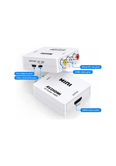Av To Hdmı Dönuştürücü Rca Av/cvbs Adaptör 1080p 720p Çevirici Av2hdmi