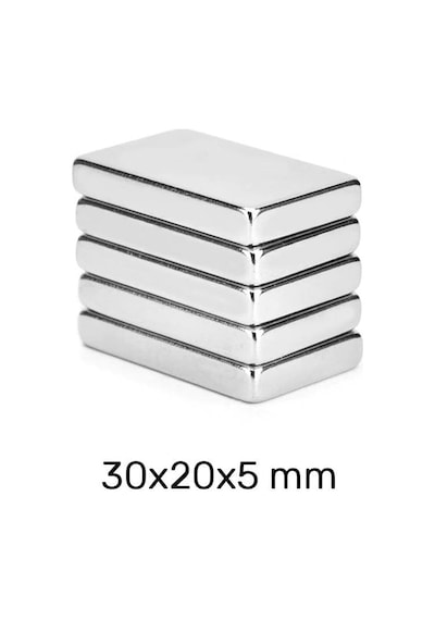 Mns 30x20x5 Mm Neodyum Dikdörtgen Güçlü Mıknatıs 5 Adet Set